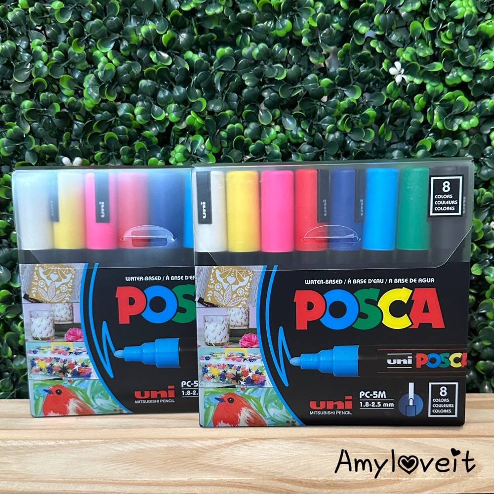 2 X POSCA 8-Color Paint Marker Set, PC-5M Medium Set Of 2 #57